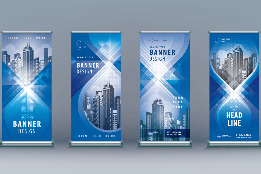Three roller banners promoting brand consistency for distributed sales teams.