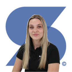 Chloe, Senior Account Manager at Signwaves Ltd on top of the brand logo