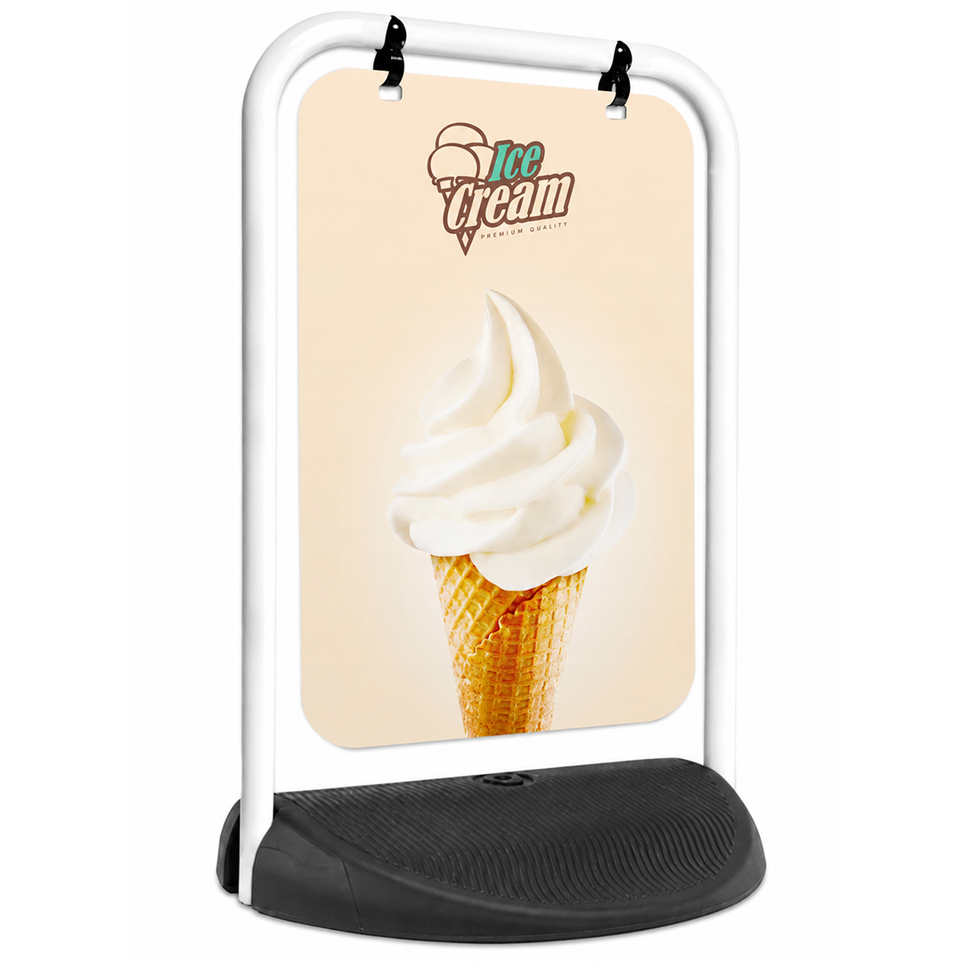 Eco Swinger White Frame Aluminium Panel Ice Cream Artwork