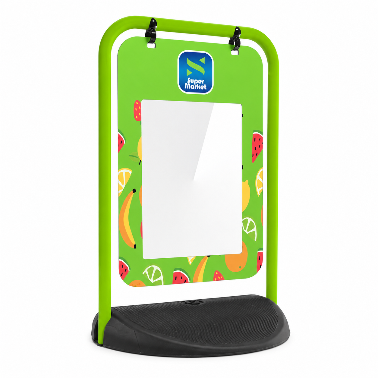 Eco Swinger with custom colour frame and printed Poster Pocket showing fruit artwork