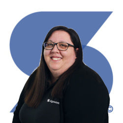 Gemma, Senior Accounts and HR Assistant at Signwaves Ltd on top of the brand logo