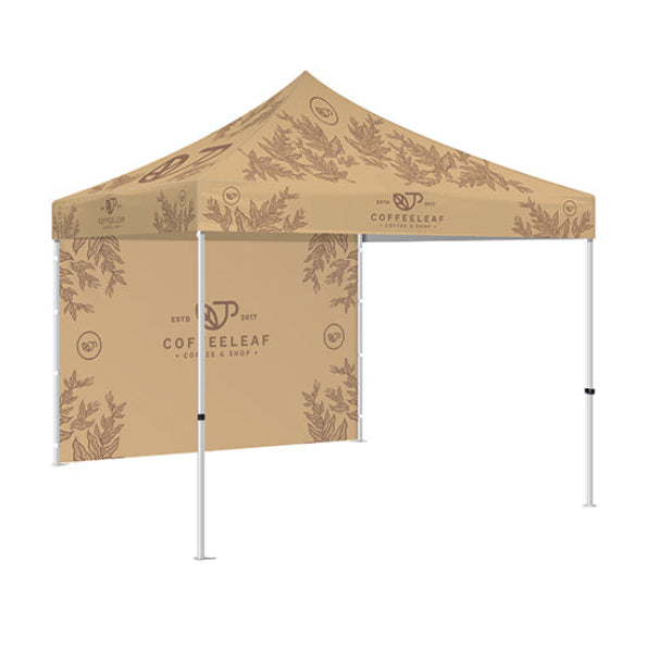 Printed Gazebo Kit  3 - 3M x 3M Gazebo frame with printed canopy / full height rear wall featuring double sided coffee brand artwork