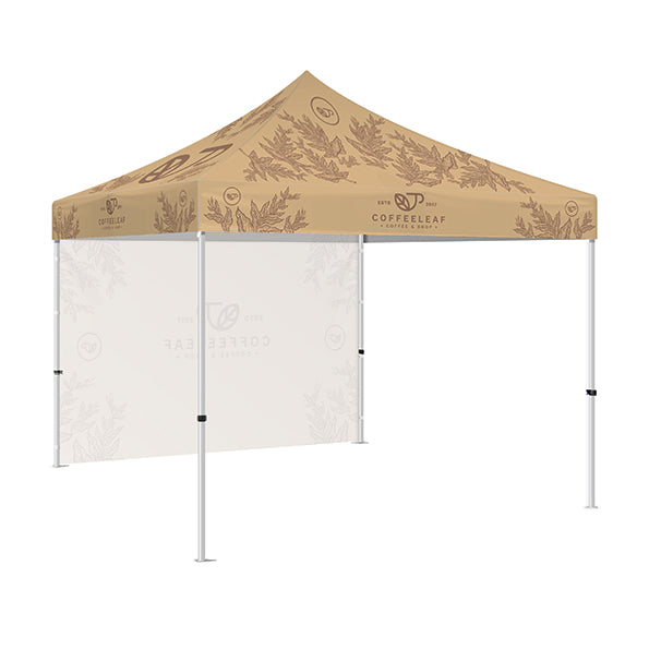 Printed Gazebo Kit  3 - 3M x 3M Gazebo frame with printed canopy / full height rear wall featuring single sided coffee brand artwork