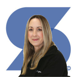 Loretta, Account Manager at Signwaves Ltd on top of the brand logo