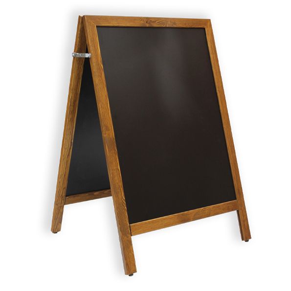 Wooden A-frame chalkboard on a white background