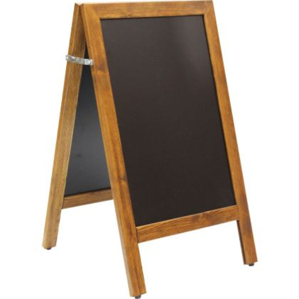 Wooden A-frame chalkboard on a white background