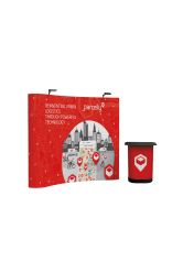 Curved Pop Up & Hard Trolley Case/Counter showing Parcelly artwork
