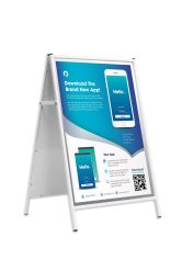 Standard white frame advertising phone company's app