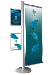 2-channel pole with Slide-In Frames and Banner Set showing spa artwork
