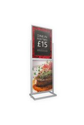 Silver Double Tier Poster Pillar advertising dine in meal deal