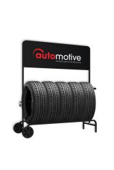 Tyre Trolley Display showing Automotive artwork